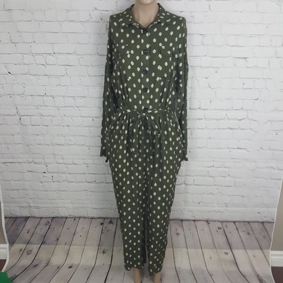 Lost + Wander Eucalyptus Jumpsuit Olive Green 4 - Picture 1 of 7